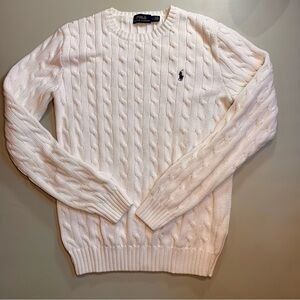 Ralph Lauren Women's White Cable Knit Sweater
